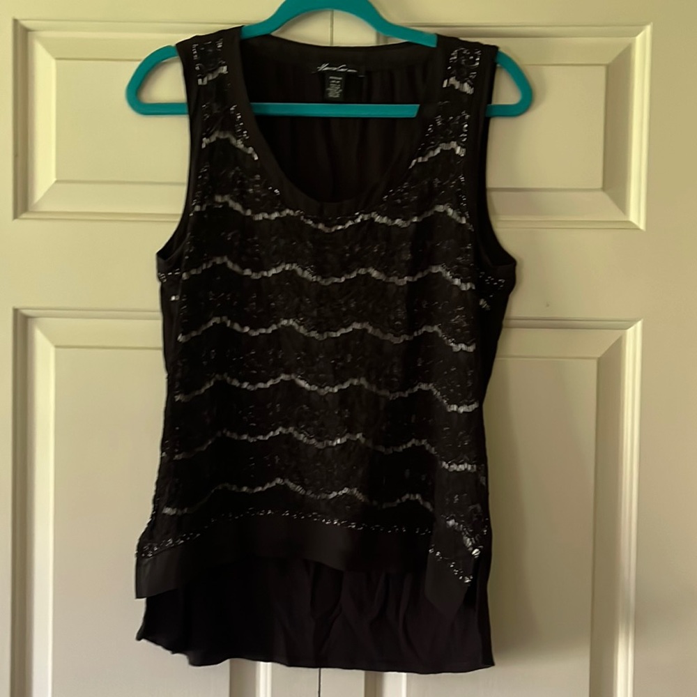 Kenneth Cole New York hi-low sleeveless black shirt. Size medium.